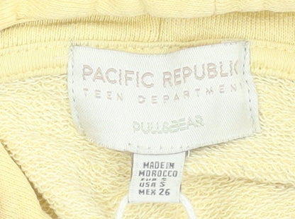 Teens UK Size S Pull & Bear Yellow Pullover Hoodie