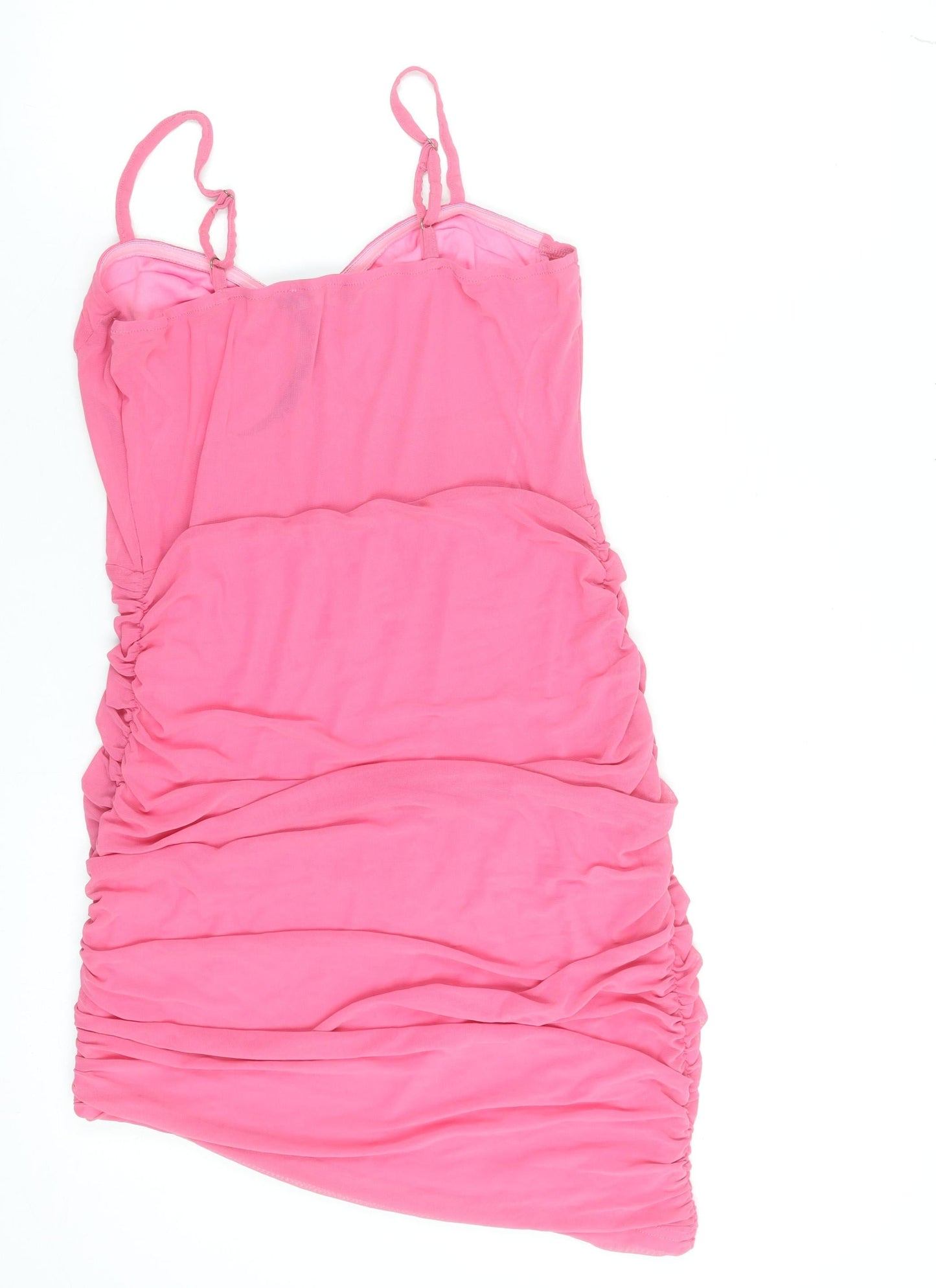 NAANAA Women Pink Size 12 Bodycon Ruched Sleeveless Mini Dress