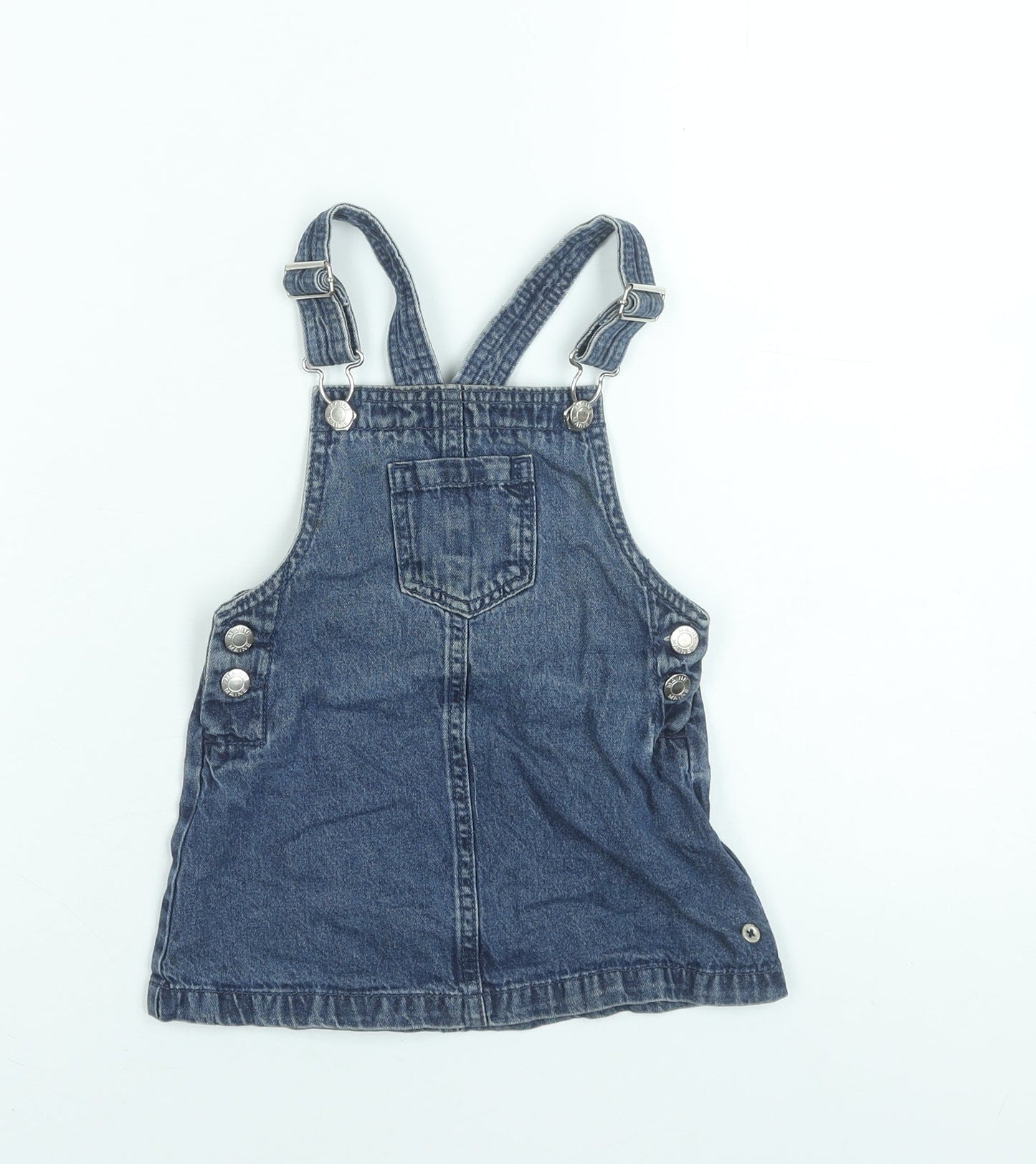 Maine New England Girls Blue Denim Pinafore Dress 18-24 Months Adjustable Straps