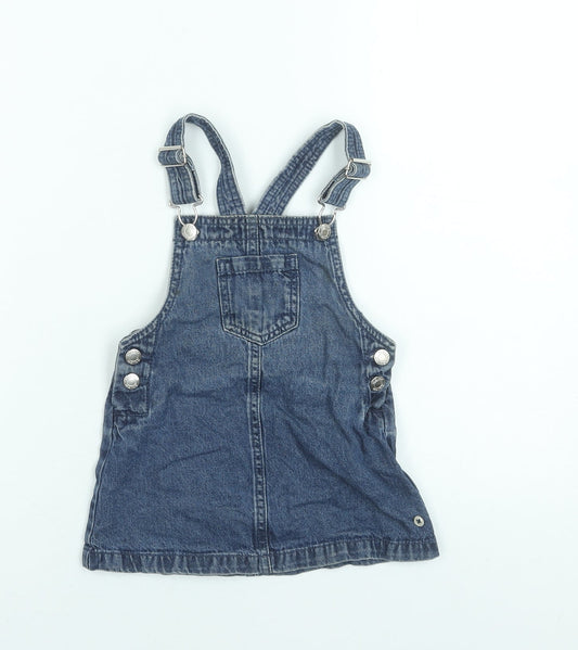 Maine New England Girls Blue Denim Pinafore Dress 18-24 Months Adjustable Straps