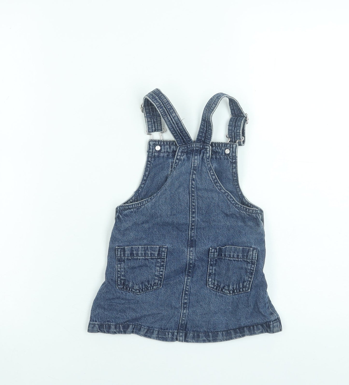 Maine New England Girls Blue Denim Pinafore Dress 18-24 Months Adjustable Straps