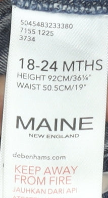 Maine New England Girls Blue Denim Pinafore Dress 18-24 Months Adjustable Straps