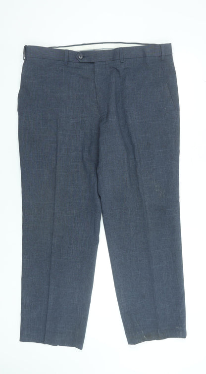 Marks and Spencer Men’s Blue Regular Fit Dress Trousers 38W 29L
