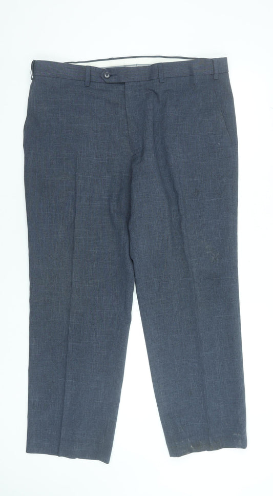 Marks and Spencer Men’s Blue Regular Fit Dress Trousers 38W 29L
