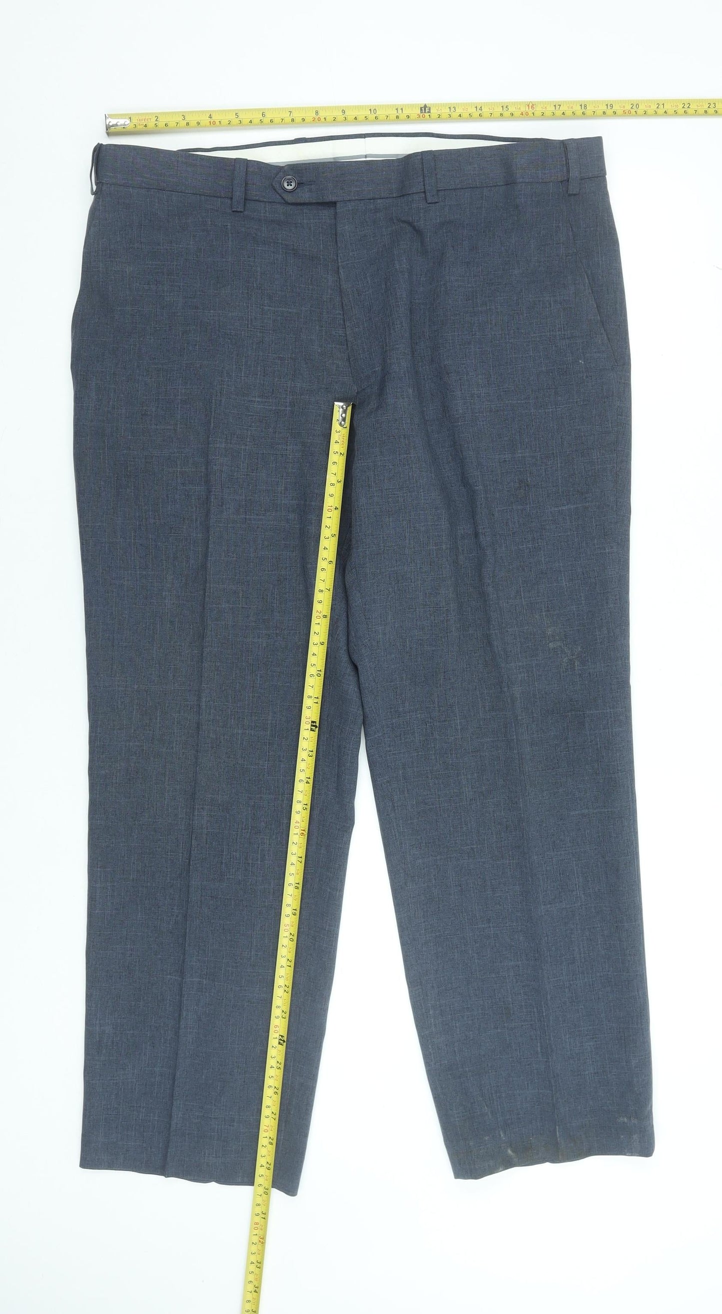 Marks and Spencer Men’s Blue Regular Fit Dress Trousers 38W 29L
