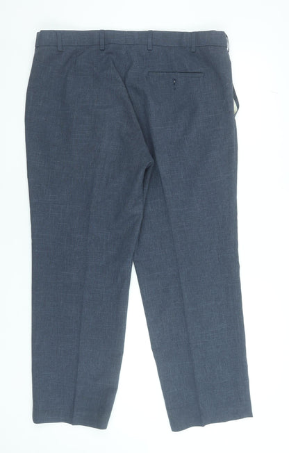 Marks and Spencer Men’s Blue Regular Fit Dress Trousers 38W 29L