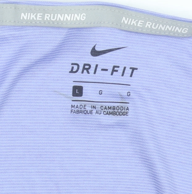 Nike Women Purple Dri-Fit Running T-Shirt L Lightweight