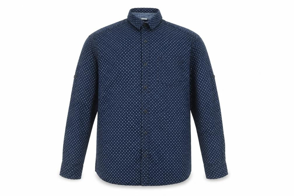 s.Oliver Men's Blue Geometric Long Sleeve Button-Up Shirt XL
