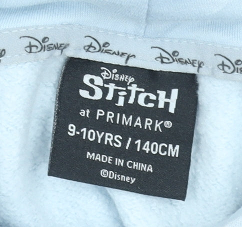 Disney Stitch Girls Light Blue Hoodie 9-10 Years Pullover Graphic Hooded