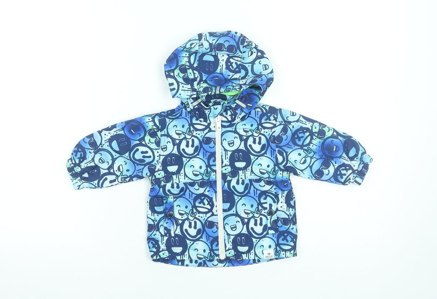 NEXT Unisex Baby Blue Cartoon Hooded Rain Jacket 6-9 Months Polyester