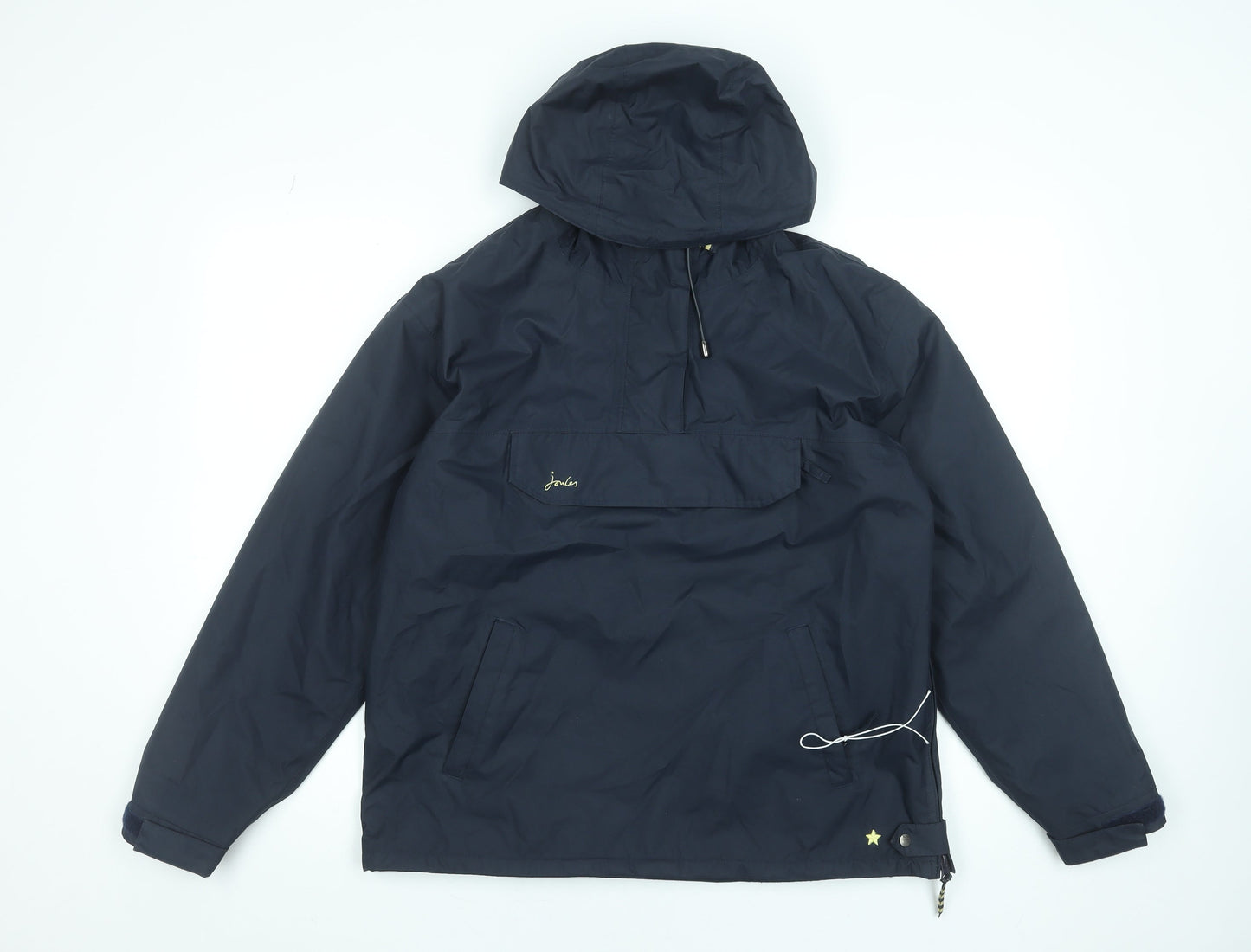 Joules Womens Navy Anorak Jacket Size 10 Hooded Waterproof Polyester