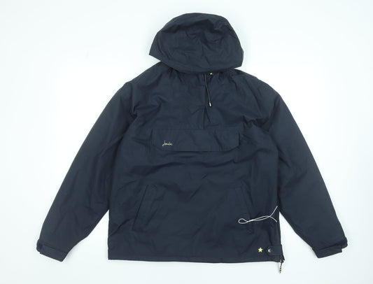 Joules Womens Navy Anorak Jacket Size 10 Hooded Waterproof Polyester