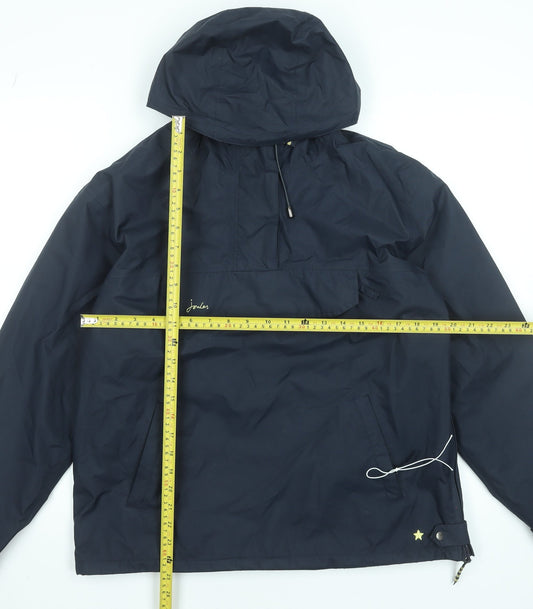 Joules Womens Navy Anorak Jacket Size 10 Hooded Waterproof Polyester