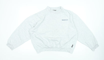 Reebok Essentials Women's Grey Pullover Sweatshirt M Casual Logo Crew Neck