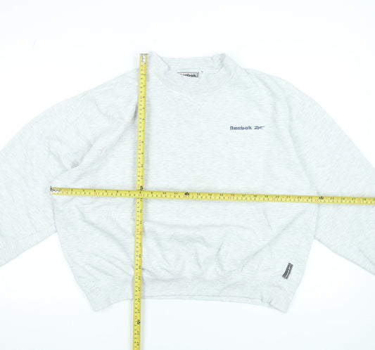 Reebok Essentials Women's Grey Pullover Sweatshirt M Casual Logo Crew Neck