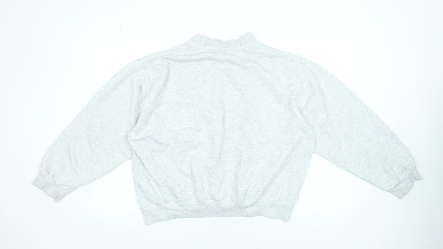 Reebok Essentials Women's Grey Pullover Sweatshirt M Casual Logo Crew Neck