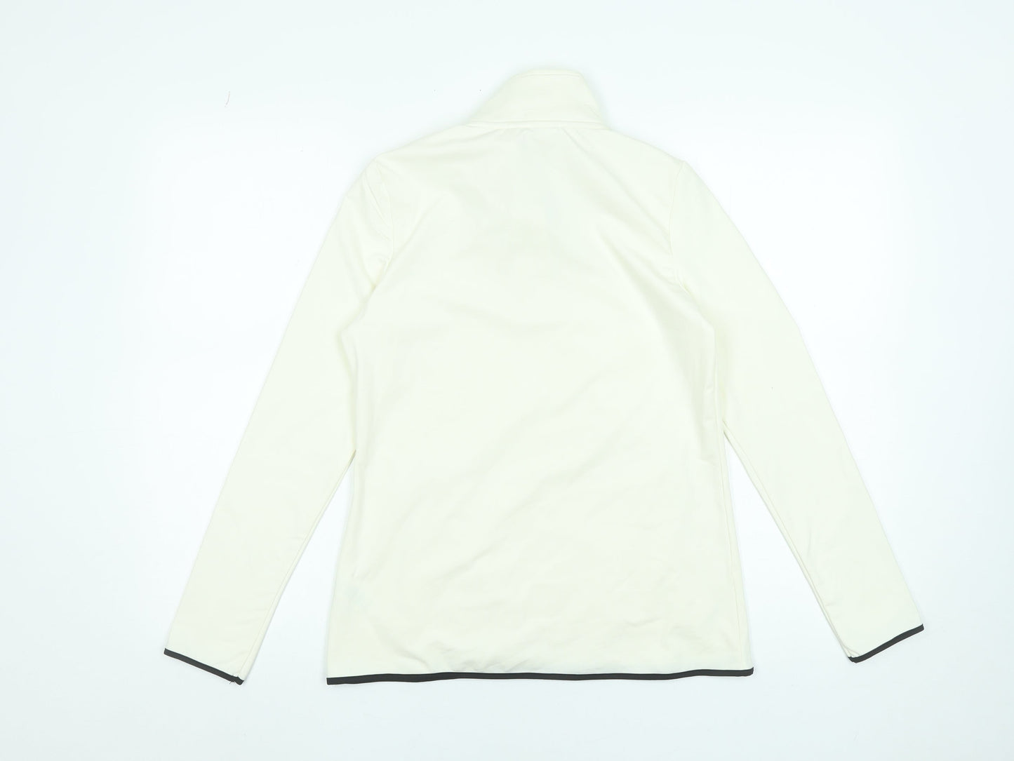 Souluxe Women Ivory High Neck 1/4 Zip Long Sleeve Activewear Top S