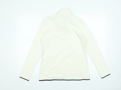 Souluxe Women Ivory High Neck 1/4 Zip Long Sleeve Activewear Top S