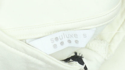 Souluxe Women Ivory High Neck 1/4 Zip Long Sleeve Activewear Top S