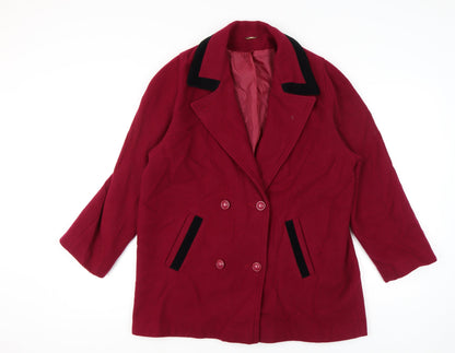 Womens UK Size 16 Vintage Red Pea Coat