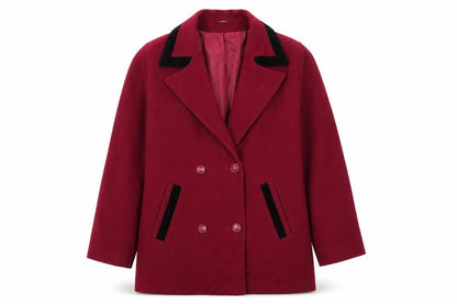 Womens UK Size 16 Vintage Red Pea Coat