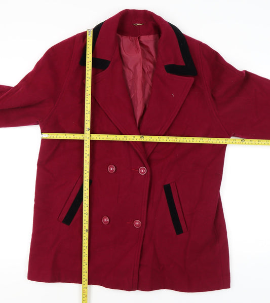 Womens UK Size 16 Vintage Red Pea Coat