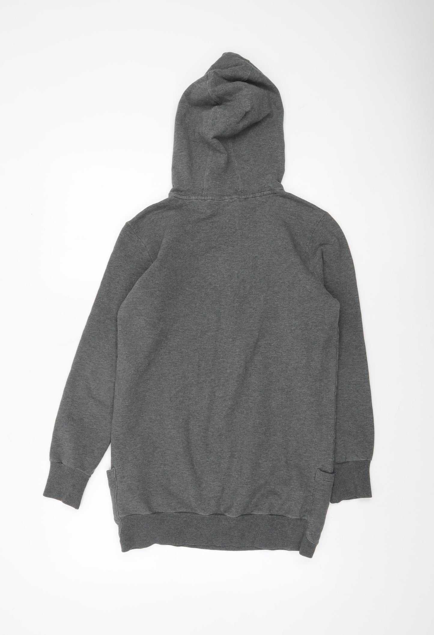 Adidas Women Grey Pullover Hoodie Size 10 Cotton Blend Logo Print