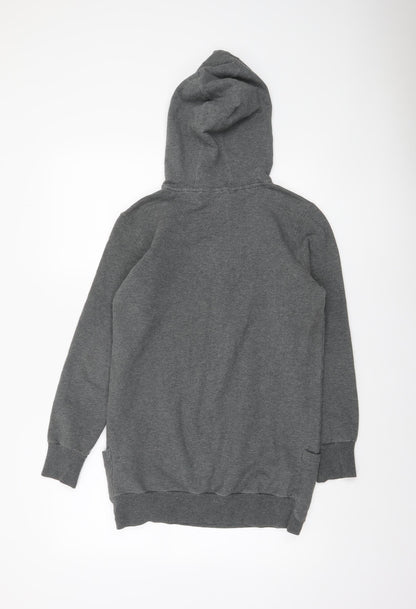 Adidas Women Grey Pullover Hoodie Size 10 Cotton Blend Logo Print