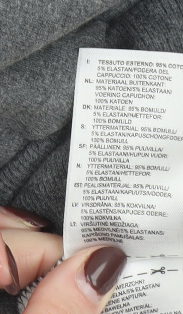 Adidas Women Grey Pullover Hoodie Size 10 Cotton Blend Logo Print