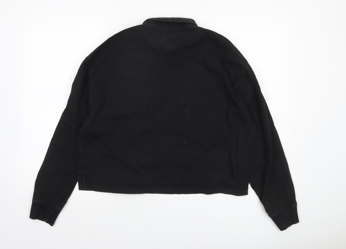 Womens UK Size L Tommy Jeans Black Henley Sweatshirt