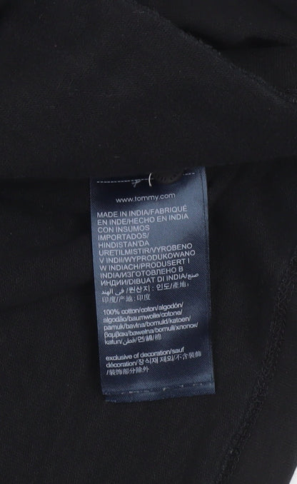 Womens UK Size L Tommy Jeans Black Henley Sweatshirt