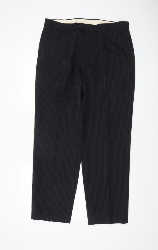 Burton Menswear Black Pinstripe Dress Pants 36 in Waist Regular Fit