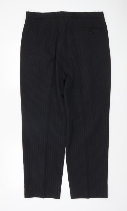 Burton Menswear Black Pinstripe Dress Pants 36 in Waist Regular Fit
