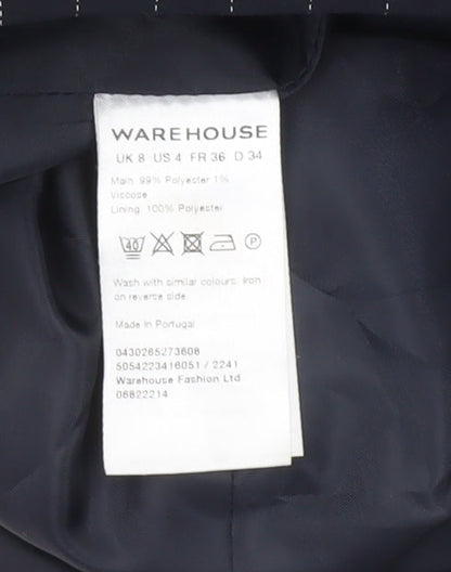 Warehouse Women's Black Pinstripe Halter Wide-Leg Jumpsuit Size 8