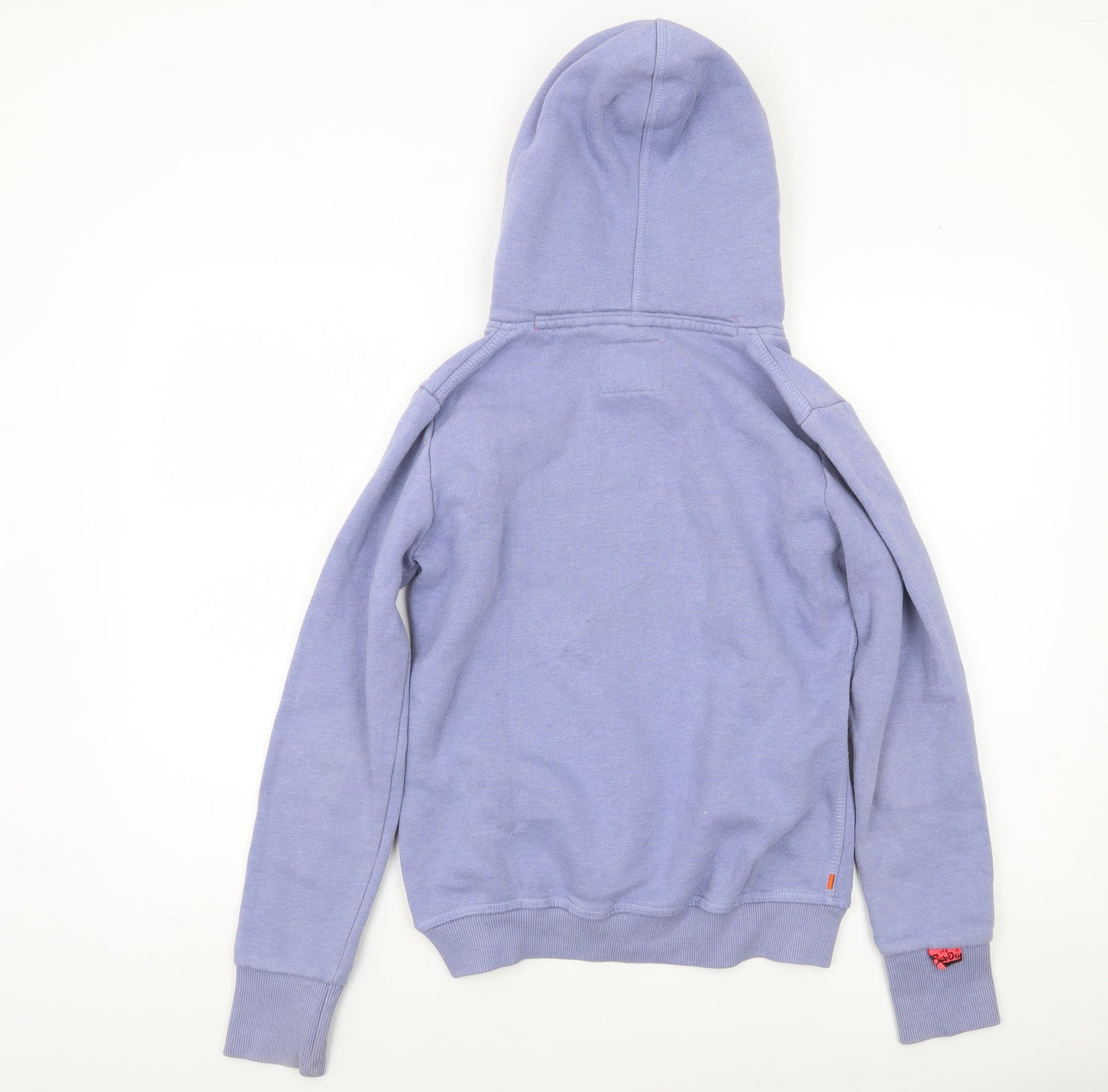 Superdry Women Purple Pullover Hoodie M Vintage Glitter Logo Cotton Blend