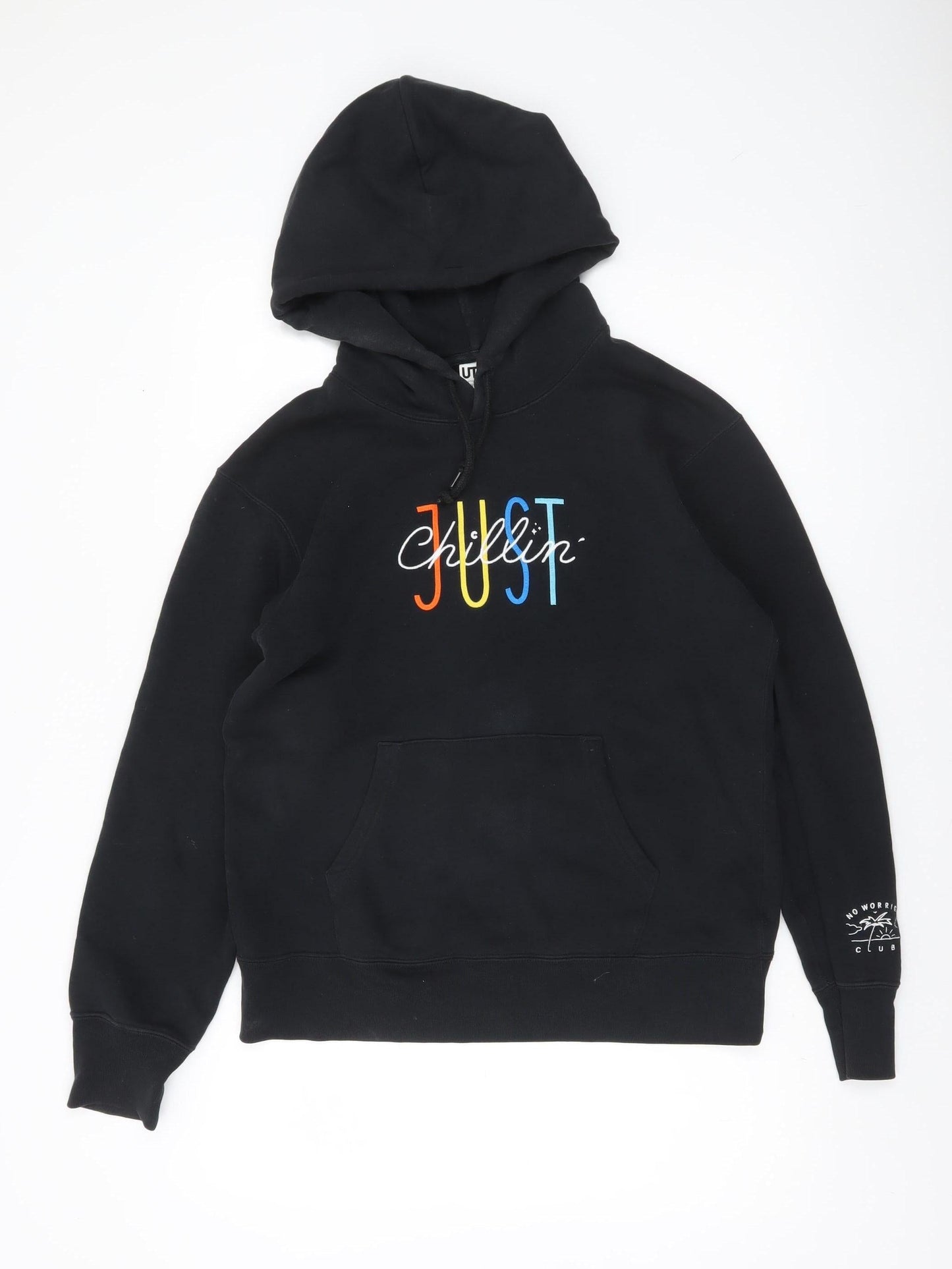 Mens UK Size S Uniqlo Black Pullover Hoodie