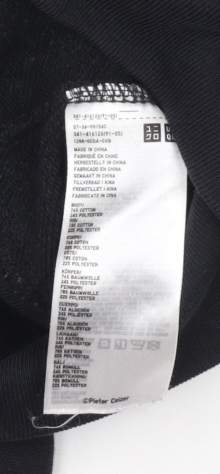 Mens UK Size S Uniqlo Black Pullover Hoodie