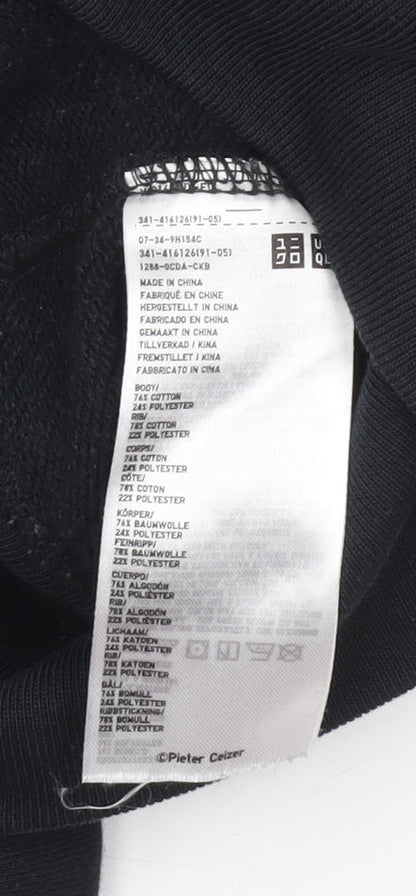Mens UK Size S Uniqlo Black Pullover Hoodie