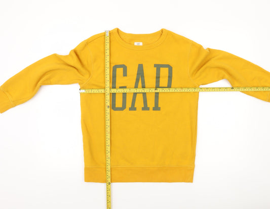GAP Boys Yellow Logo Pullover Sweatshirt XXL (14-15 Years) Fleece Cotton Blend