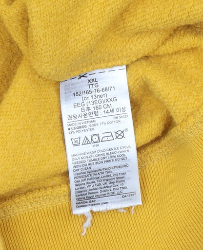 GAP Boys Yellow Logo Pullover Sweatshirt XXL (14-15 Years) Fleece Cotton Blend