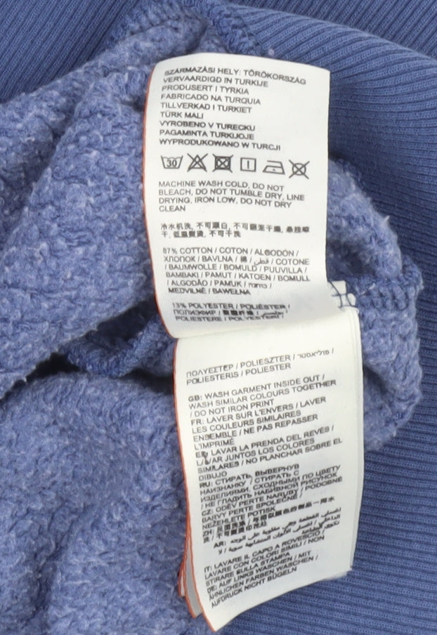 Superdry Women Blue Pullover Hoodie Dress UK 8 Cotton Blend Lined