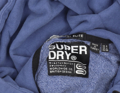 Superdry Women Blue Pullover Hoodie Dress UK 8 Cotton Blend Lined