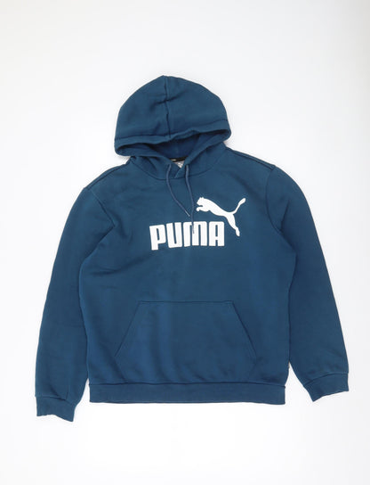 Mens UK Size M PUMA Blue Pullover Hoodie