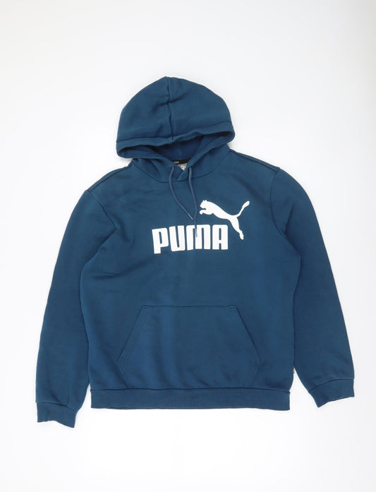 Mens UK Size M PUMA Blue Pullover Hoodie