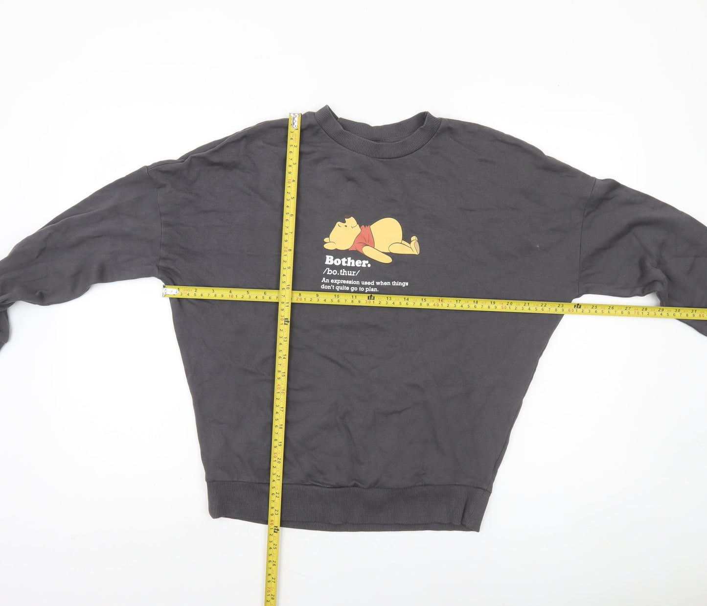 George Winnie the Pooh Women's Black Sweatshirt Size S 8-10 Cotton Pullover