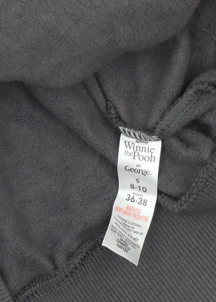 George Winnie the Pooh Women's Black Sweatshirt Size S 8-10 Cotton Pullover