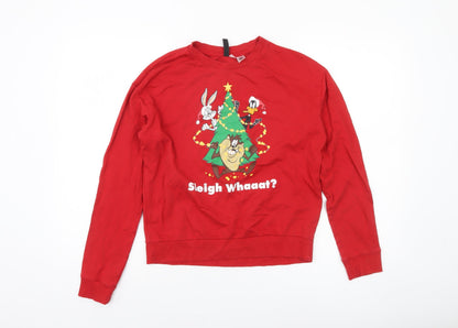 Womens UK Size S H&M Red Pullover Sweatshirt