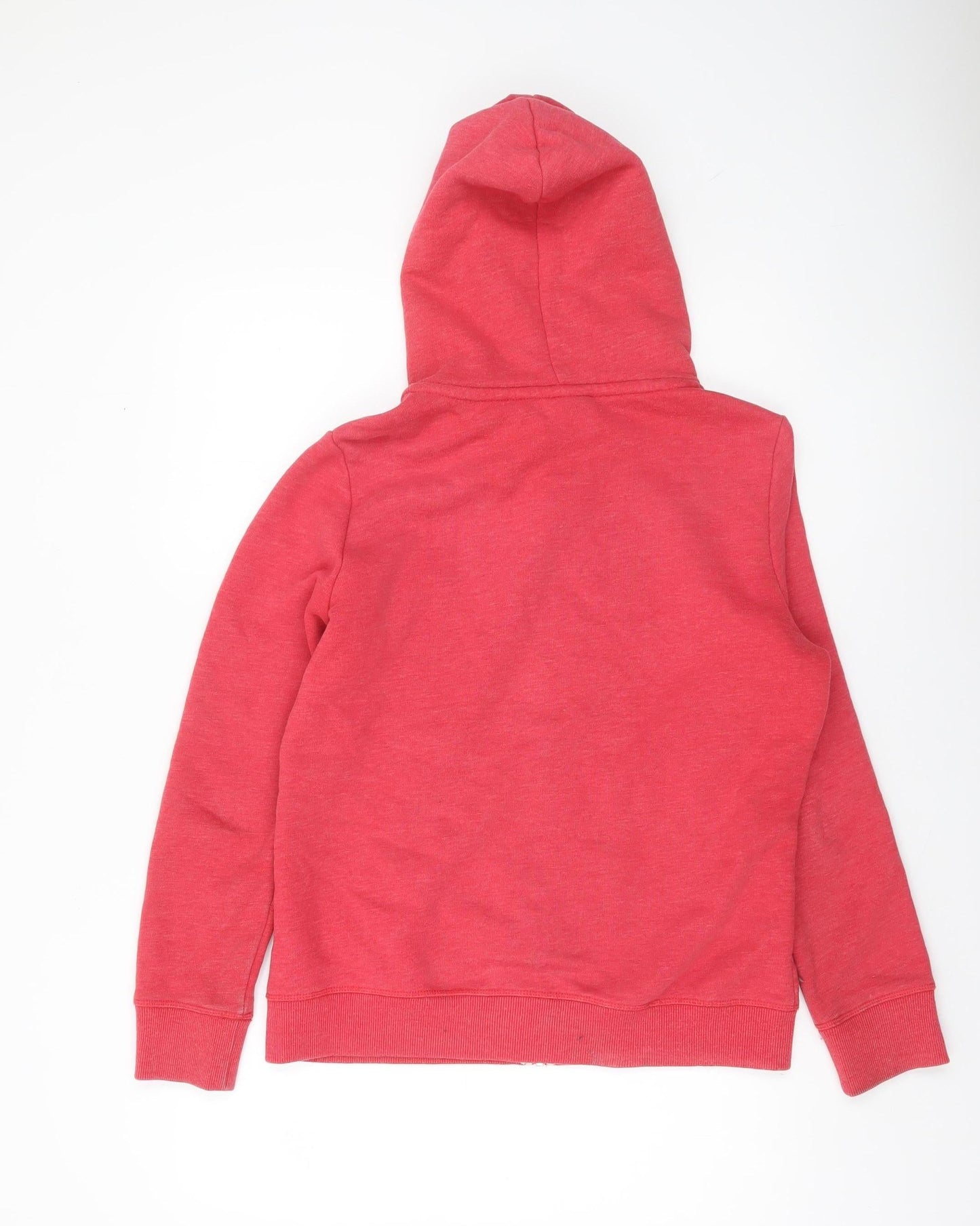 Superdry Womens Red Full Zip Hoodie Size 14 Lined Cotton Blend