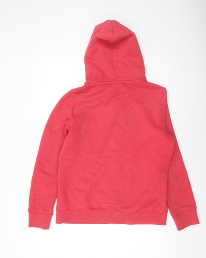 Superdry Womens Red Full Zip Hoodie Size 14 Lined Cotton Blend