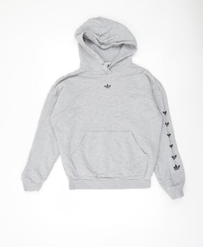 Womens UK Size 4 adidas Grey Pullover Hoodie